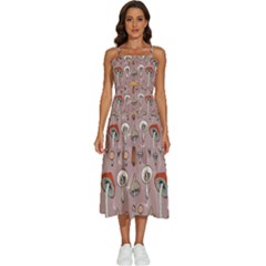 Mushrooms Autumn Fall Pattern Seamless Decorative Sleeveless Shoulder Straps Boho Dress by pakminggu