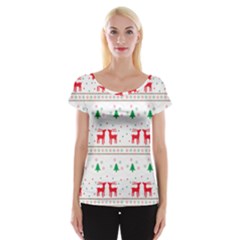 Red Green And Blue Christmas Themed Illustration Cap Sleeve Top by pakminggu