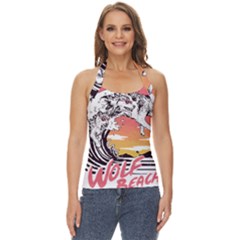 Gray Wolf Beach Waves A Wolf Animal Retro Basic Halter Top by pakminggu