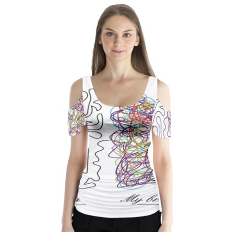 Neurodivergent Creative Smart Brain Butterfly Sleeve Cutout Tee  by pakminggu