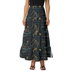 Remote Work Work From Home Online Work Tiered Ruffle Maxi Skirt by pakminggu