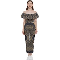 Brain Technology Data Digital Off Shoulder Ruffle Top Jumpsuit by pakminggu