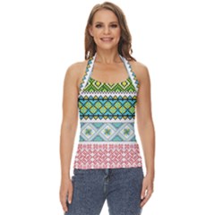 Ukraine Ornament Pattern Symbolism Geometric Basic Halter Top by pakminggu