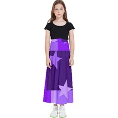 Purple Stars Pattern Shape Kids  Flared Maxi Skirt by danenraven
