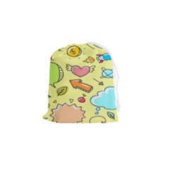 Cute Sketch Child Graphic Funny Drawstring Pouch (small) by danenraven