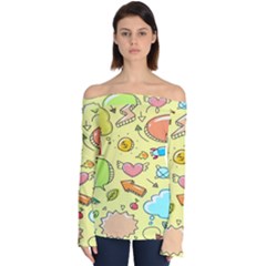 Cute Sketch Child Graphic Funny Off Shoulder Long Sleeve Top by danenraven
