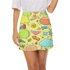 Cute Sketch Child Graphic Funny Mini Front Wrap Skirt by danenraven