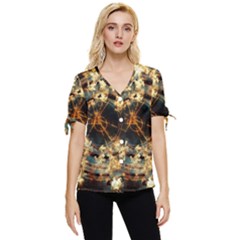 Science Fiction Background Fantasy Bow Sleeve Button Up Top by danenraven