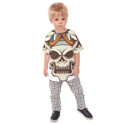 Motorcycle Helmet Skull Clip Art Cranial Skeleton Kids  Raglan Tee by Mog4mog4
