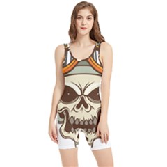 Motorcycle Helmet Skull Clip Art Cranial Skeleton Women s Wrestling Singlet by Mog4mog4