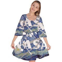 Vincent Van Gogh Starry Night Art Painting Planet Galaxy Velour Kimono Dress by Mog4mog4