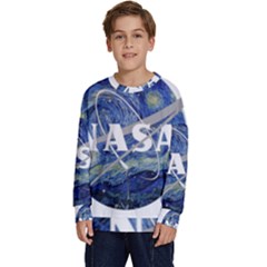 Vincent Van Gogh Starry Night Art Painting Planet Galaxy Kids  Long Sleeve Jersey by Mog4mog4