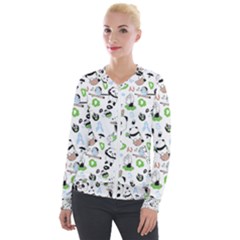 Giant Panda Bear Pattern Velvet Zip Up Jacket by Bakwanart