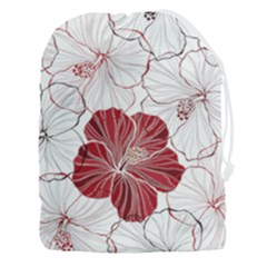 Red Hibiscus Flowers Art Drawstring Pouch (3xl) by Bakwanart