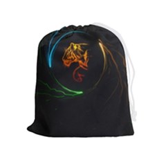 Orange Tiger Illustration Artwork Digital Art Drawstring Pouch (xl) by Bakwanart