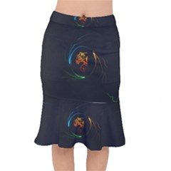 Orange Tiger Illustration Artwork Digital Art Short Mermaid Skirt by Bakwanart