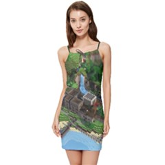 Green Village Miniature Technology Summer Tie Front Dress by Bakwanart