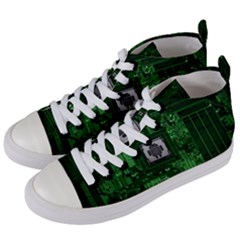 Technology Computer Chip Electronics Industry Circuit Board Women s Mid-top Canvas Sneakers by Bakwanart