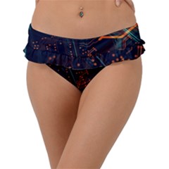 Abstract Colorful Circuit Frill Bikini Bottoms by Bakwanart