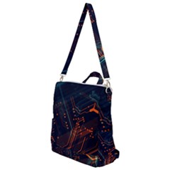 Abstract Colorful Circuit Crossbody Backpack by Bakwanart