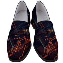 Abstract Colorful Circuit Women s Chunky Heel Loafers by Bakwanart