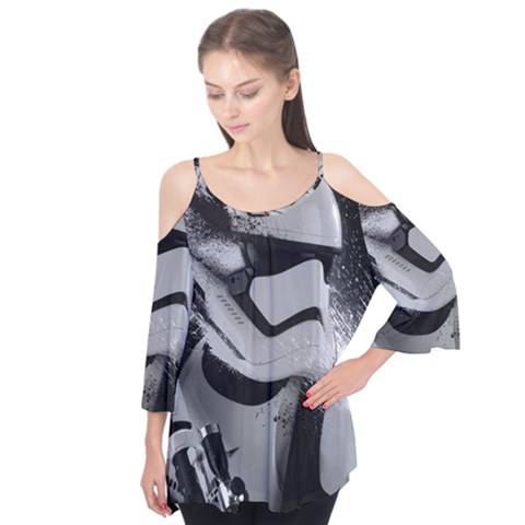 Stormtrooper Flutter Sleeve Tee  by Bakwanart
