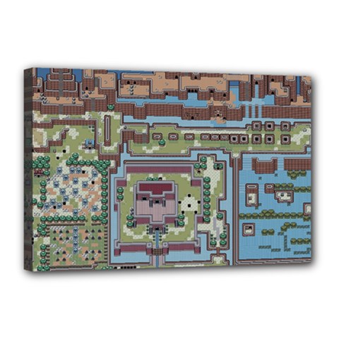 Arcade Game Retro Pattern Canvas 18  X 12  (stretched) by Bakwanart