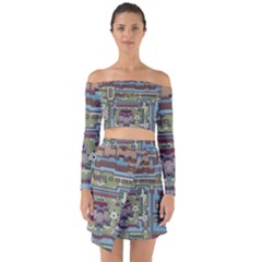 Arcade Game Retro Pattern Off Shoulder Top With Skirt Set by Bakwanart
