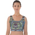 Arcade Game Retro Pattern Velvet Crop Top View1