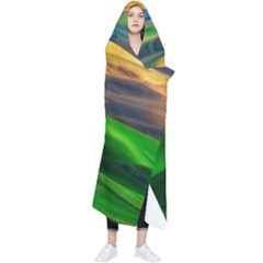 Grassland Nature Palouse Green Field Hill Sky Butte Wearable Blanket by Bakwanart