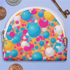 Circles Art Seamless Repeat Bright Colors Colorful Horseshoe Style Canvas Pouch by 99art