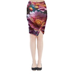 Pink Flowers Petals Blossoms Blooms Art Midi Wrap Pencil Skirt by 99art