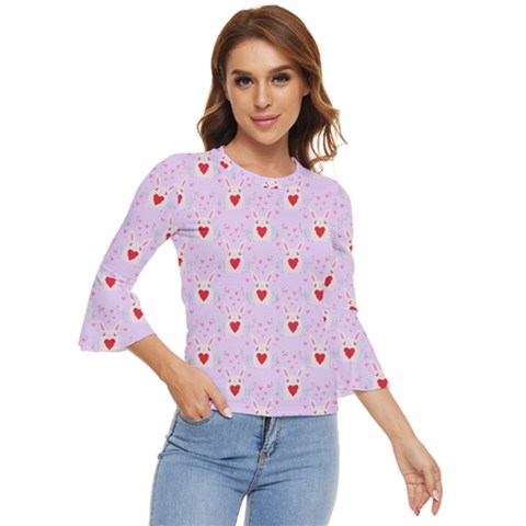 Easter Easter Bunny Hearts Seamless Tile Cute Bell Sleeve Top by 99art