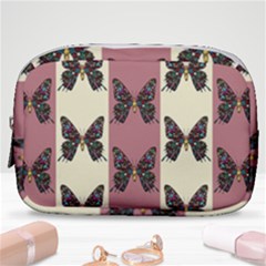 Butterflies Pink Old Ancient Texture Decorative Make Up Pouch (small) by 99art