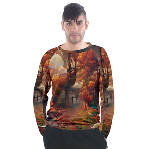 Collage Art Ai Wow Awesome Men s Long Sleeve Raglan Tee by 99art