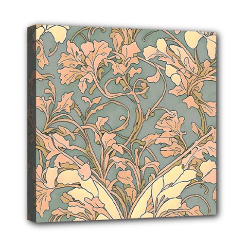 Art Nouveau Vintage Retro Pattern Floral Mini Canvas 8  X 8  (stretched) by 99art
