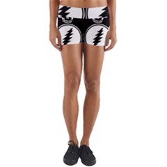 Black And White Deadhead Grateful Dead Steal Your Face Pattern Yoga Shorts by 99art