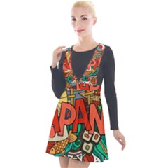 Earthquake And Tsunami Drawing Japan Illustration Plunge Pinafore Velour Dress by Vaneshart