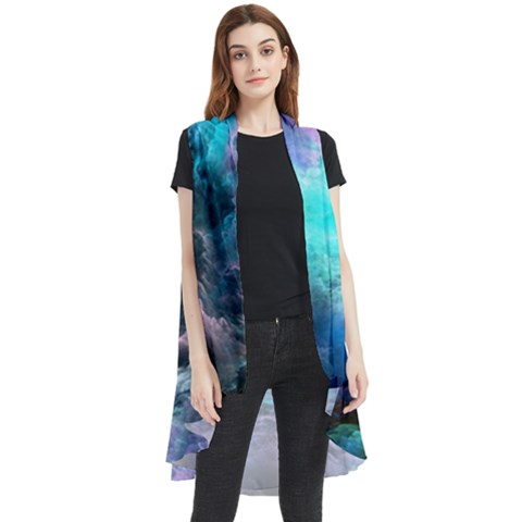 Abstract Graphics Nebula Psychedelic Space Sleeveless Chiffon Waistcoat Shirt by 99art