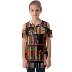 Assorted Title Of Books Piled In The Shelves Assorted Book Lot Inside The Wooden Shelf Fold Over Open Sleeve Top by 99art