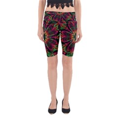 Multicolored Flower Mandala Wallpaper Kaleidoscope Pattern Yoga Cropped Leggings by 99art