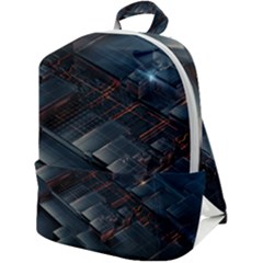 Architectural Design Abstract 3d Neon Glow Industry Zip Up Backpack by 99art