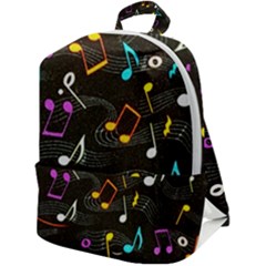 Assorted Color Musical Notes Wallpaper Fabric Zip Up Backpack by 99art