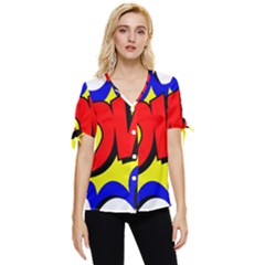 Pow Comic Comic Book Fight Bow Sleeve Button Up Top by 99art