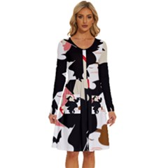 Bat Broom Broomstick Long Sleeve Dress With Pocket by 99art