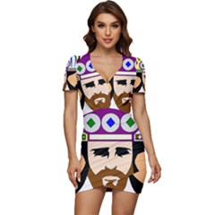 Comic-characters-eastern-magi-sages Low Cut Cap Sleeve Mini Dress by 99art