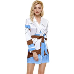 Spirit-boat-funny-comic-graphic Long Sleeve Satin Robe by 99art