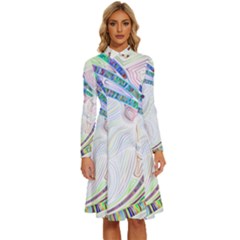 Maasai-man-people-abstract Long Sleeve Shirt Collar A-line Dress by 99art