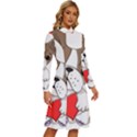 Animation-dog-cute-animate-comic Long Sleeve Shirt Collar A-Line Dress View3