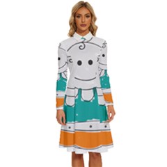 Baby-cute-child-birth-happy Long Sleeve Shirt Collar A-line Dress by 99art